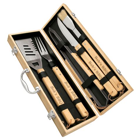 grill utensils in metal box|storage for grilling tools.